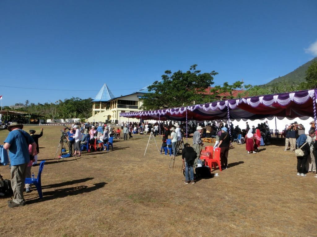 Eclipse chasers gathered on the Sultan of Tidore's palace grounds, Indonesia